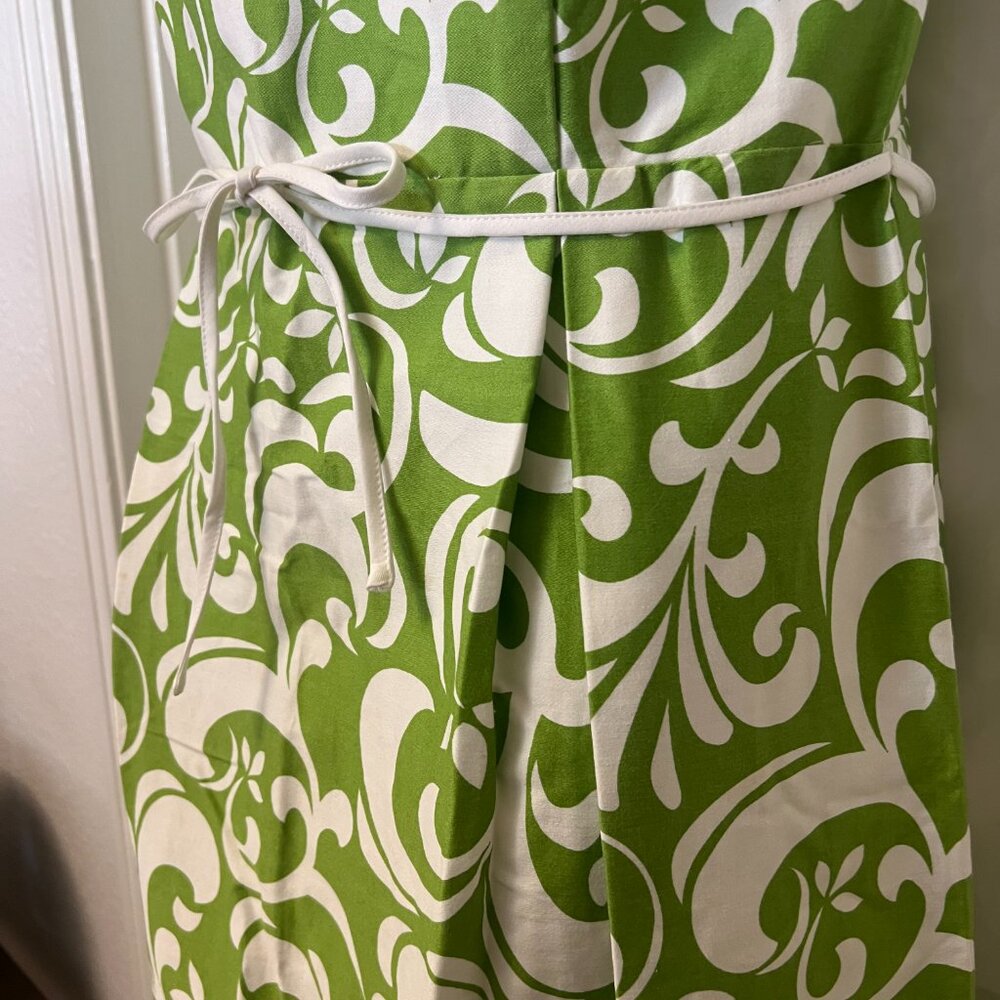 Retro Pattern Green & White Dress - Picture 3 of 7